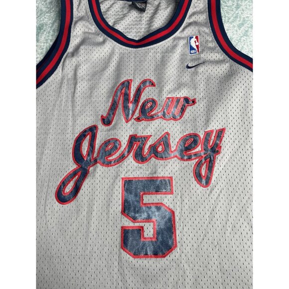 Jason Kidd # 5 Nike New Jersey Nets Men NBA Gray Rewind 77 L+2 Basketball VTG XL - Picture 4 of 5